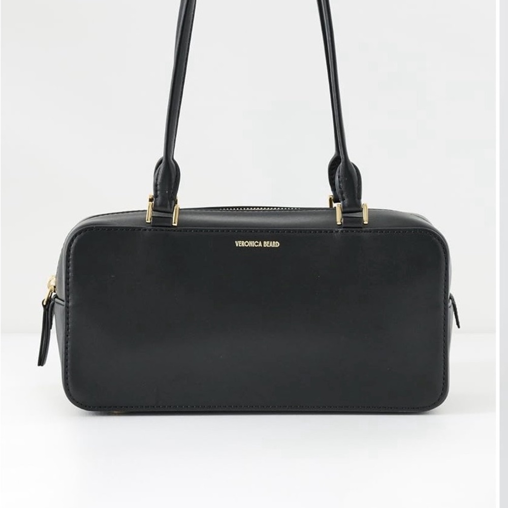 Veronica Beard Black Leather Double-Handle Satchel - Picture 2 of 8